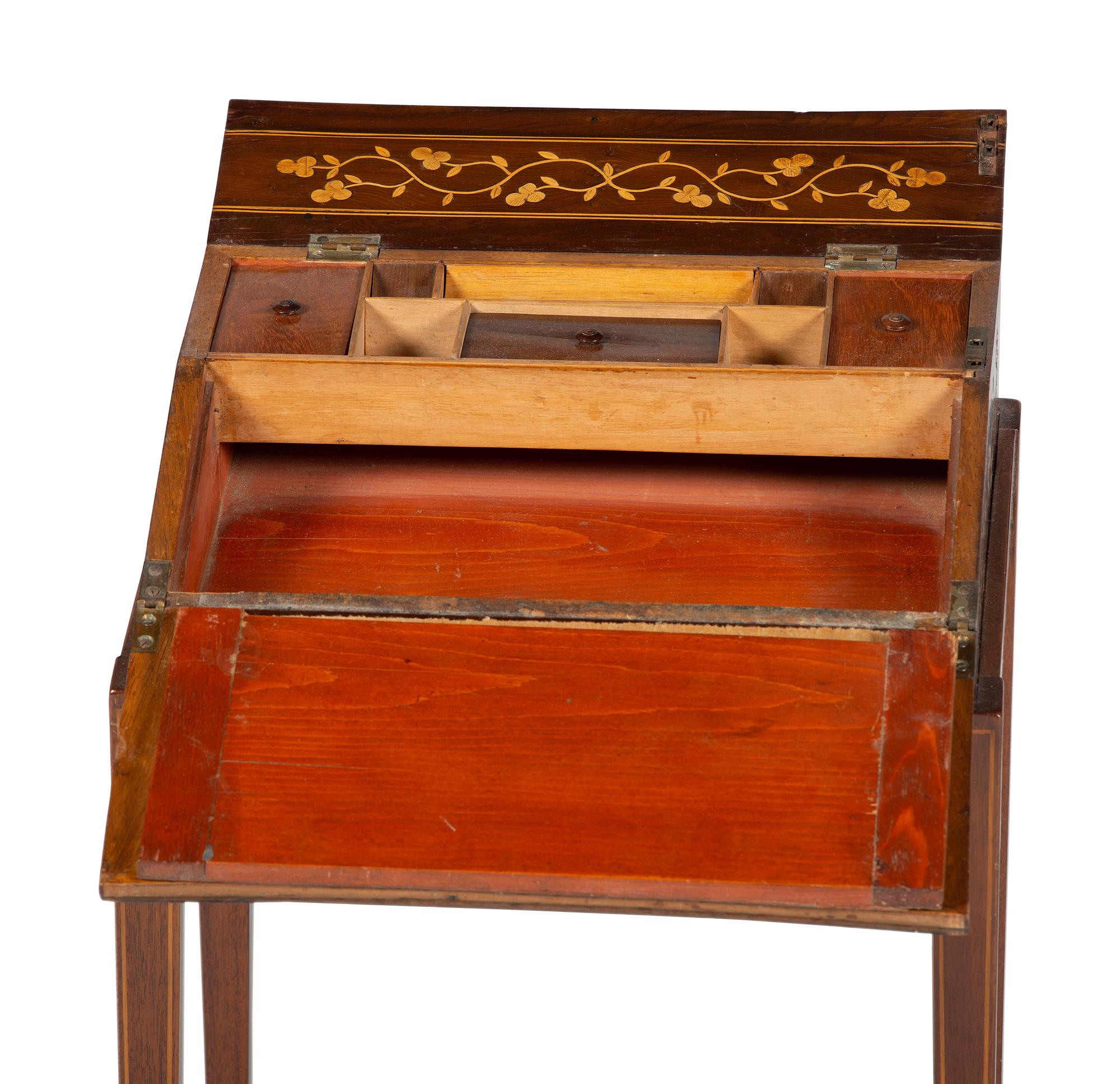 A Continental Inlaid Lap Desk on Stand