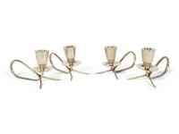 A Set of Four Mexican Silver Candle Holders — 20TH CENTURY