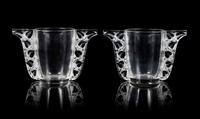 Rene Lalique, (French, 1860-1945), a pair of Honfleur vases, model no. 994