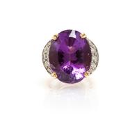 A Gold, Amethyst and Diamond Ring, 9.40 dwts.