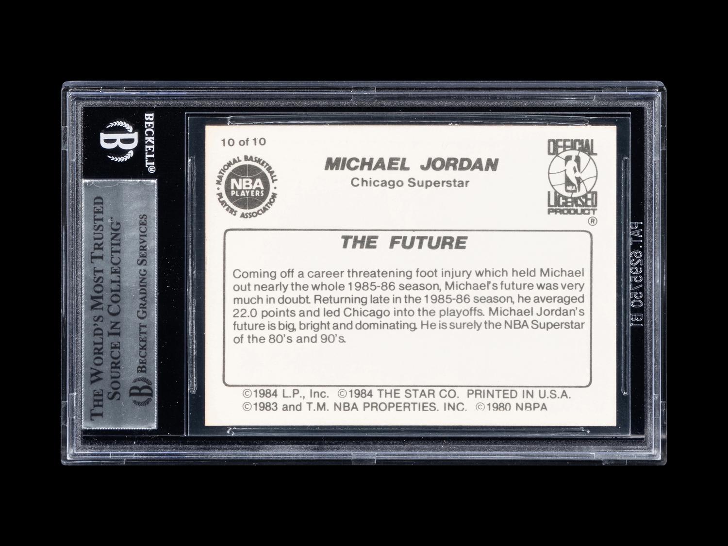 A 1986 Star Michael Jordan Set Break Basketball Card No. 10 The Future (BGS 9 MINT, Two 9.5 Subgrades)