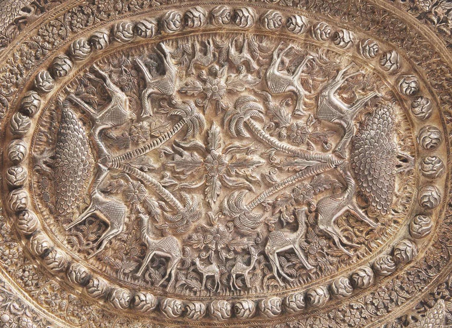 A Middle Eastern seven-piece silver tea service, probably 20th century
