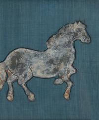 Two Chinese Lead Horse-Form Plaques
