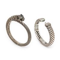 David Yurman and John Hardy, Two Sterling Silver and Multigem Cuff Bracelets