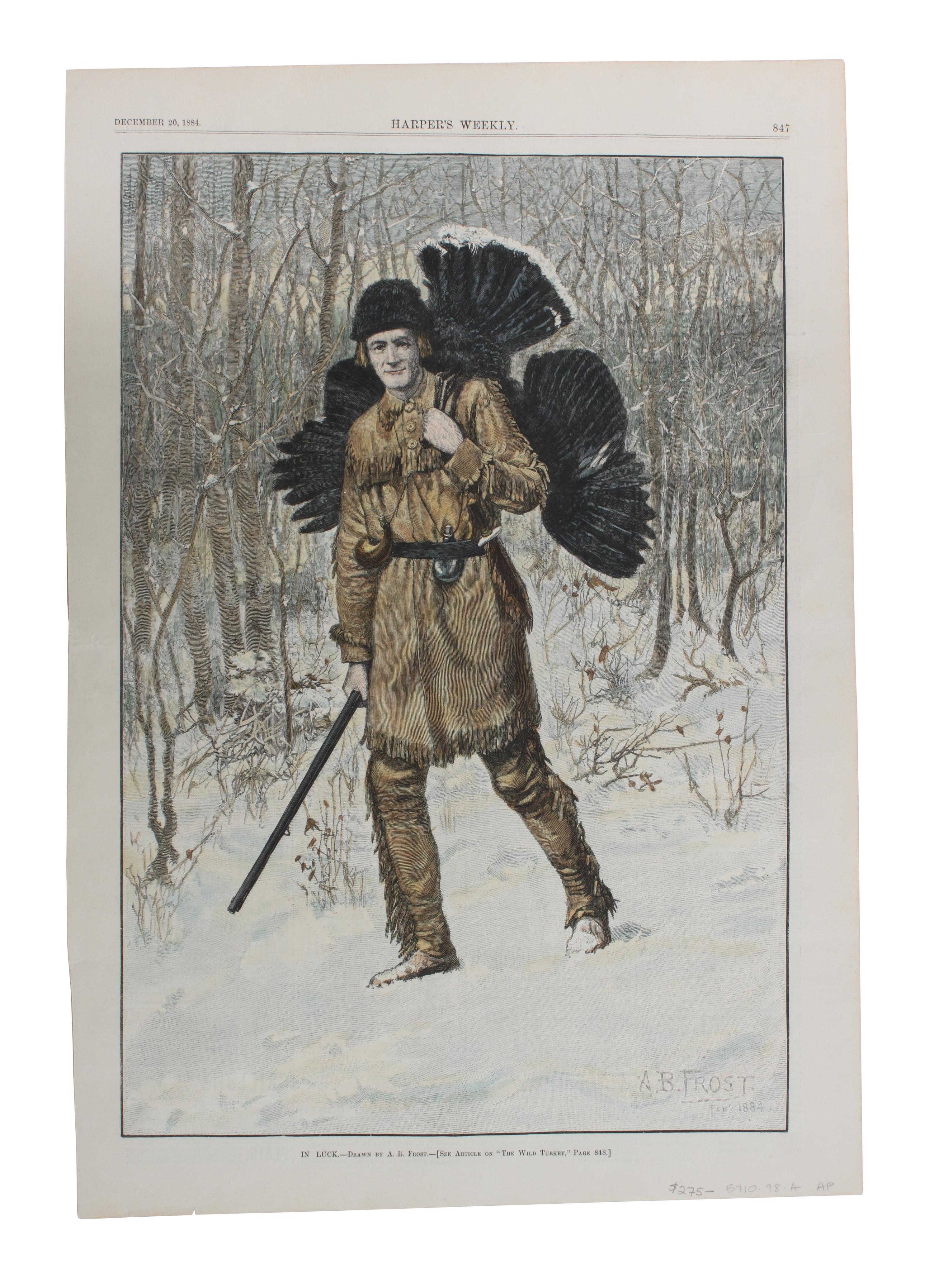 Four Hand Colored Sporting Prints, A.B. Frost (American 1851-1928) Height 15 x width 10 inches (largest) — 19TH CENTURY