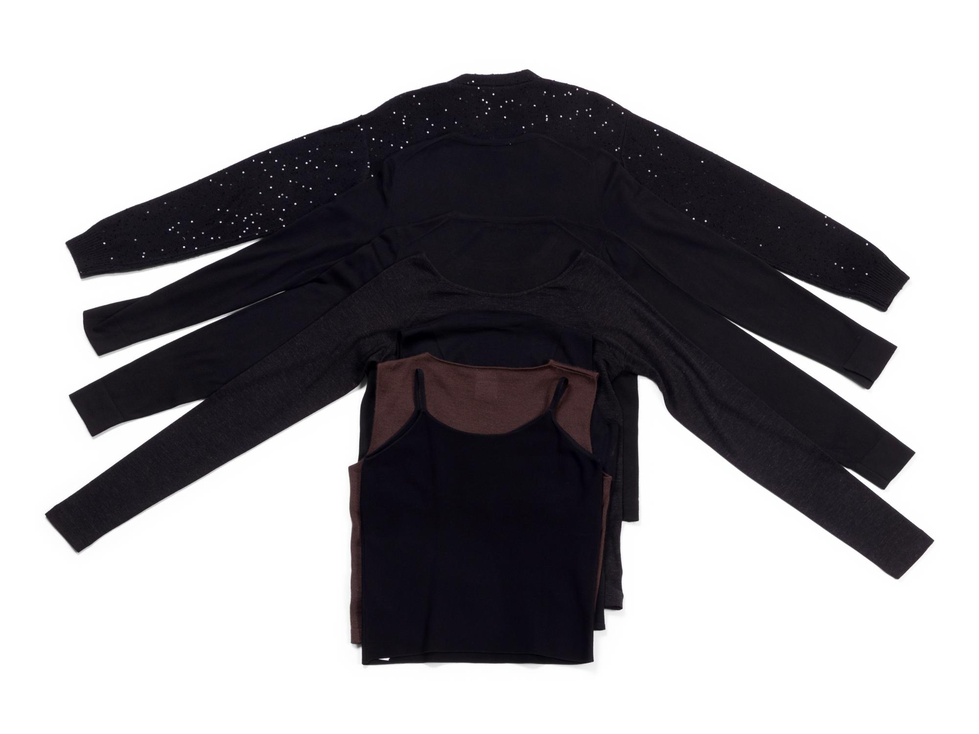 Seven Designer Knit Tops: Two Brunello Cucinelli, Two Loro Piana, One Chanel, One Valentino, and One Giorgio Armani