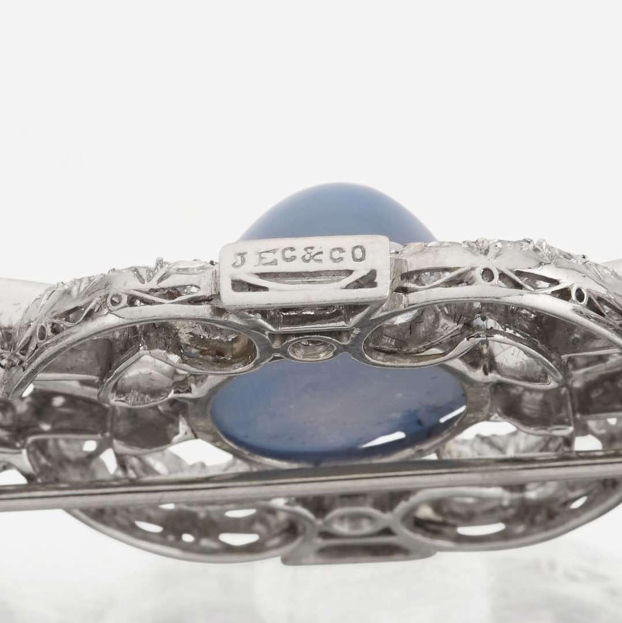 A star sapphire, sapphire, diamond, and platinum brooch, J.E. Caldwell & Co.