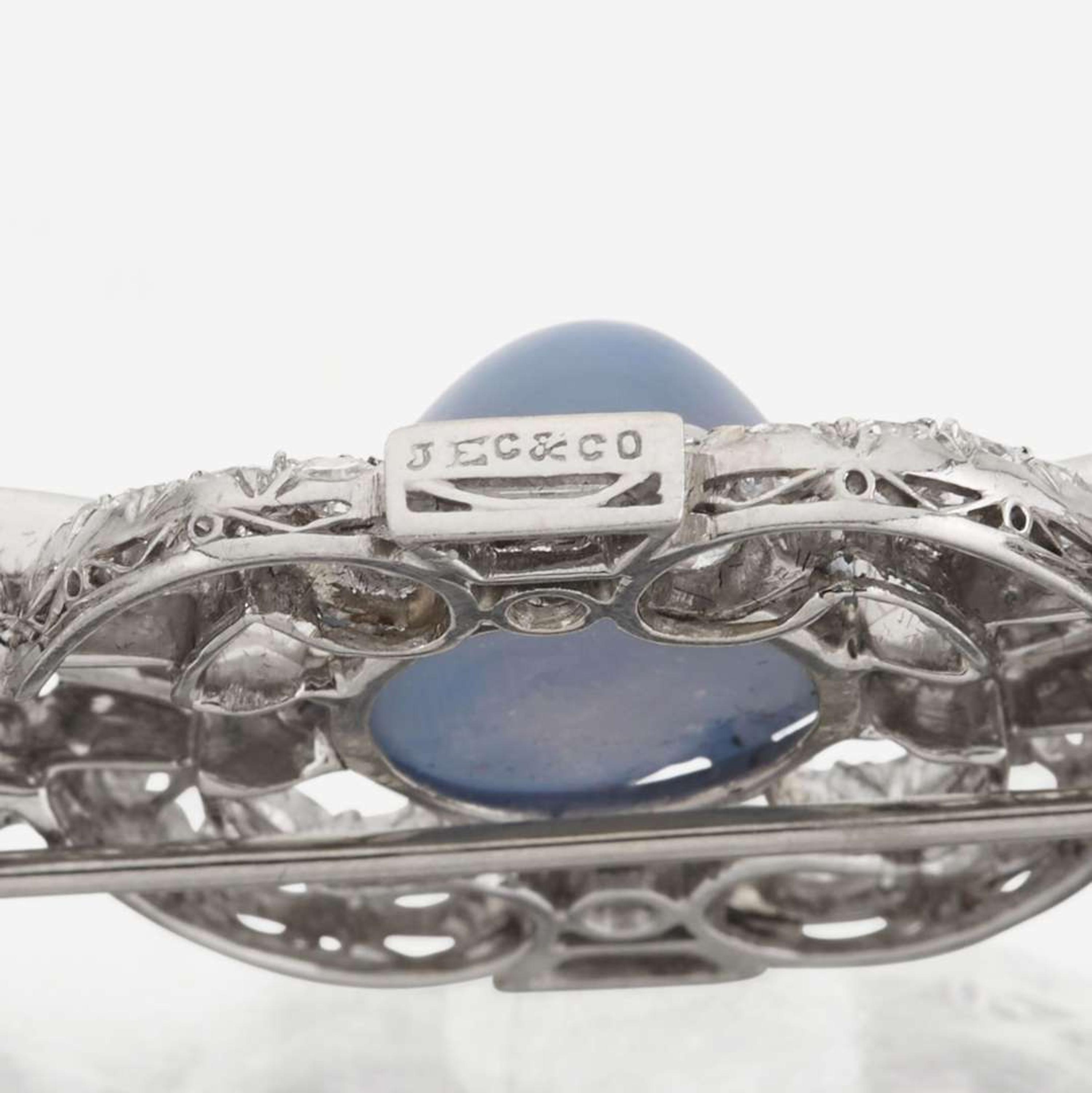 A star sapphire, sapphire, diamond, and platinum brooch, J.E. Caldwell & Co.