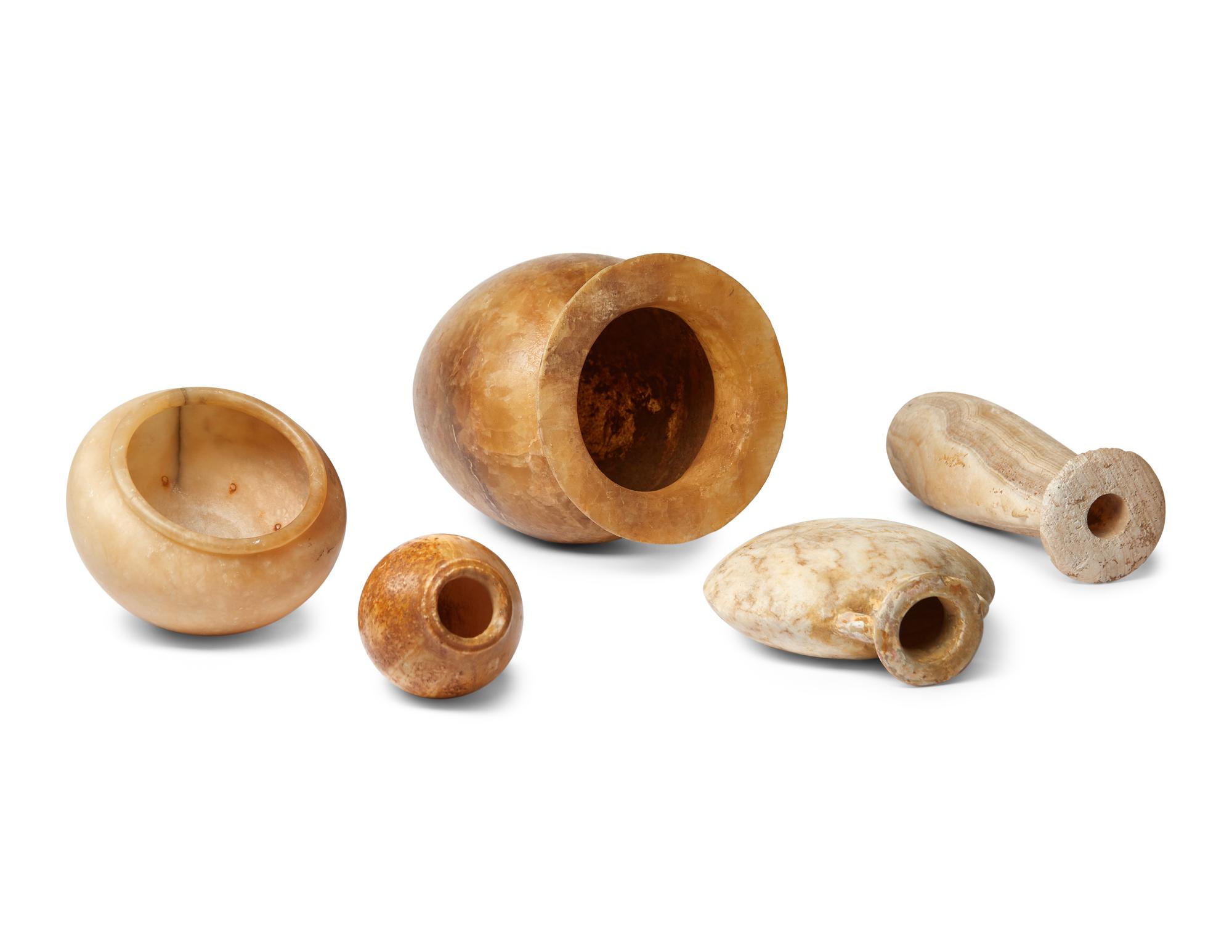 Five Egyptian Alabaster Vessels