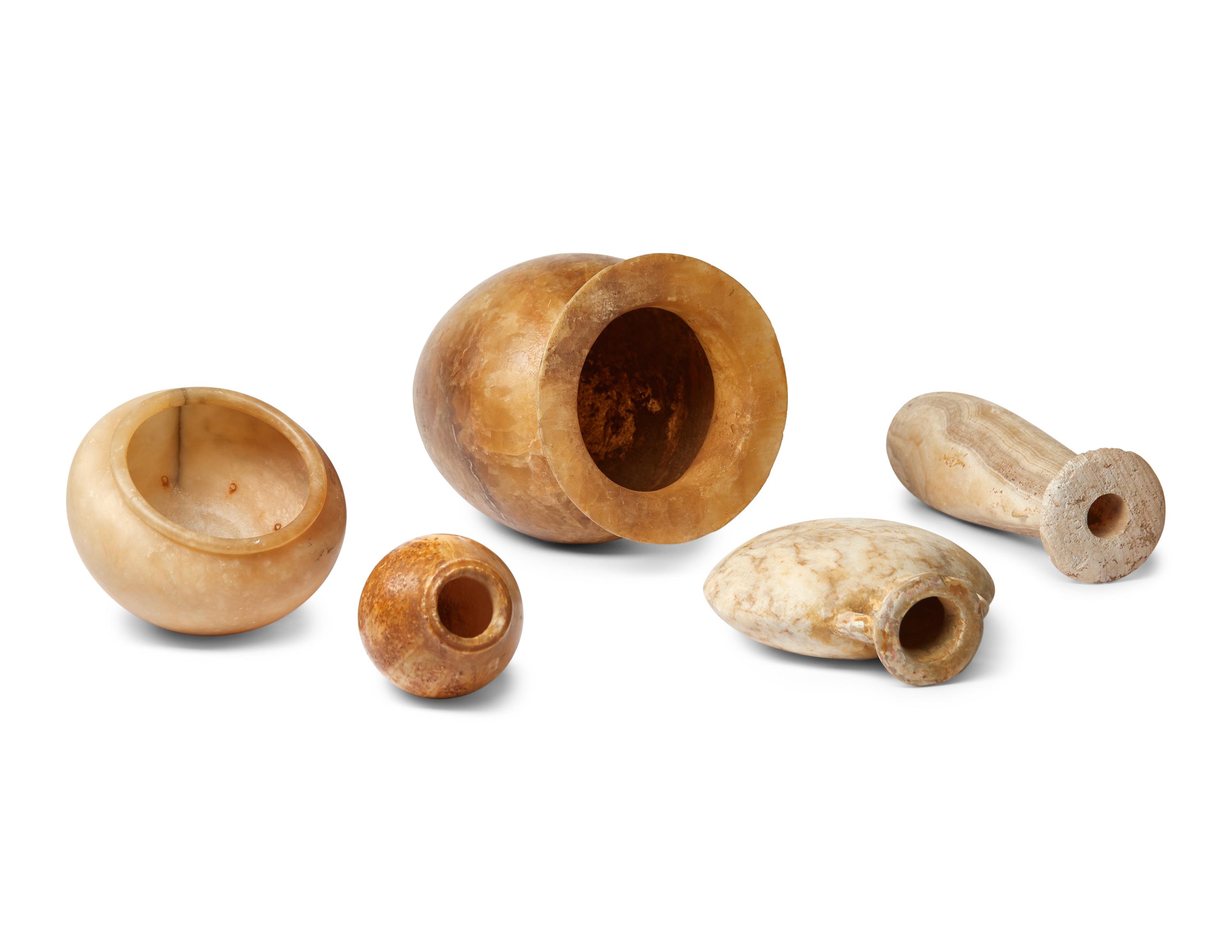 Five Egyptian Alabaster Vessels