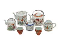 A Group of Chinese Porcelain Teapots and Teacups