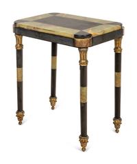 A Continental Onyx, Slate and Gilt Metal Mounted End Table
