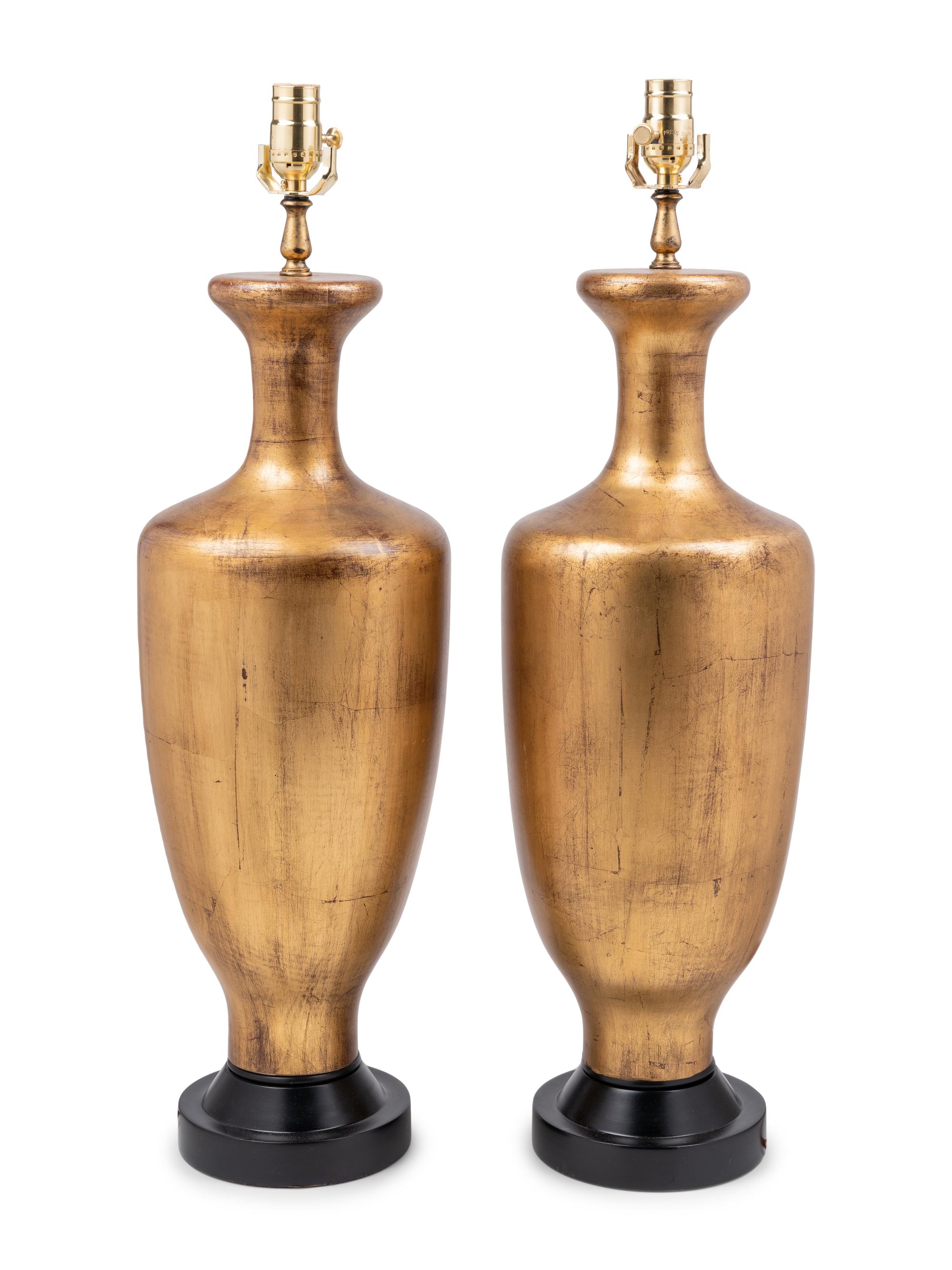 A Pair of Giltwood Baluster-Form Lamps