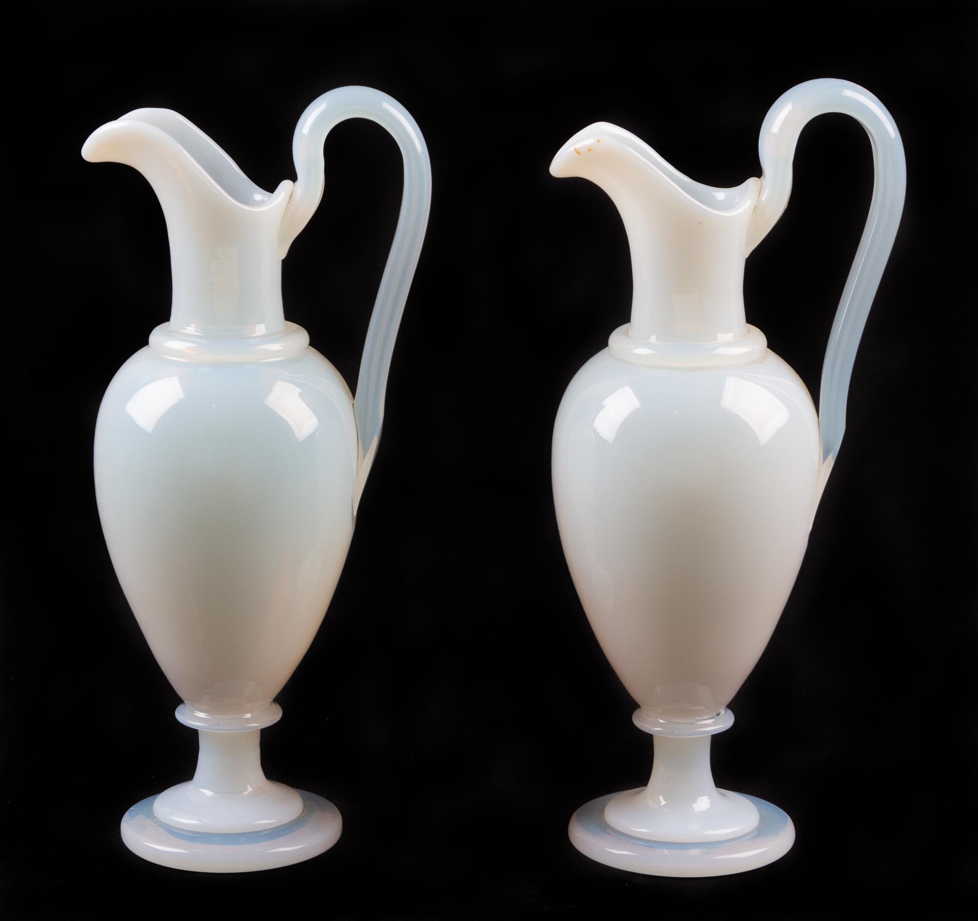 A Pair of Italian Glass Ewers