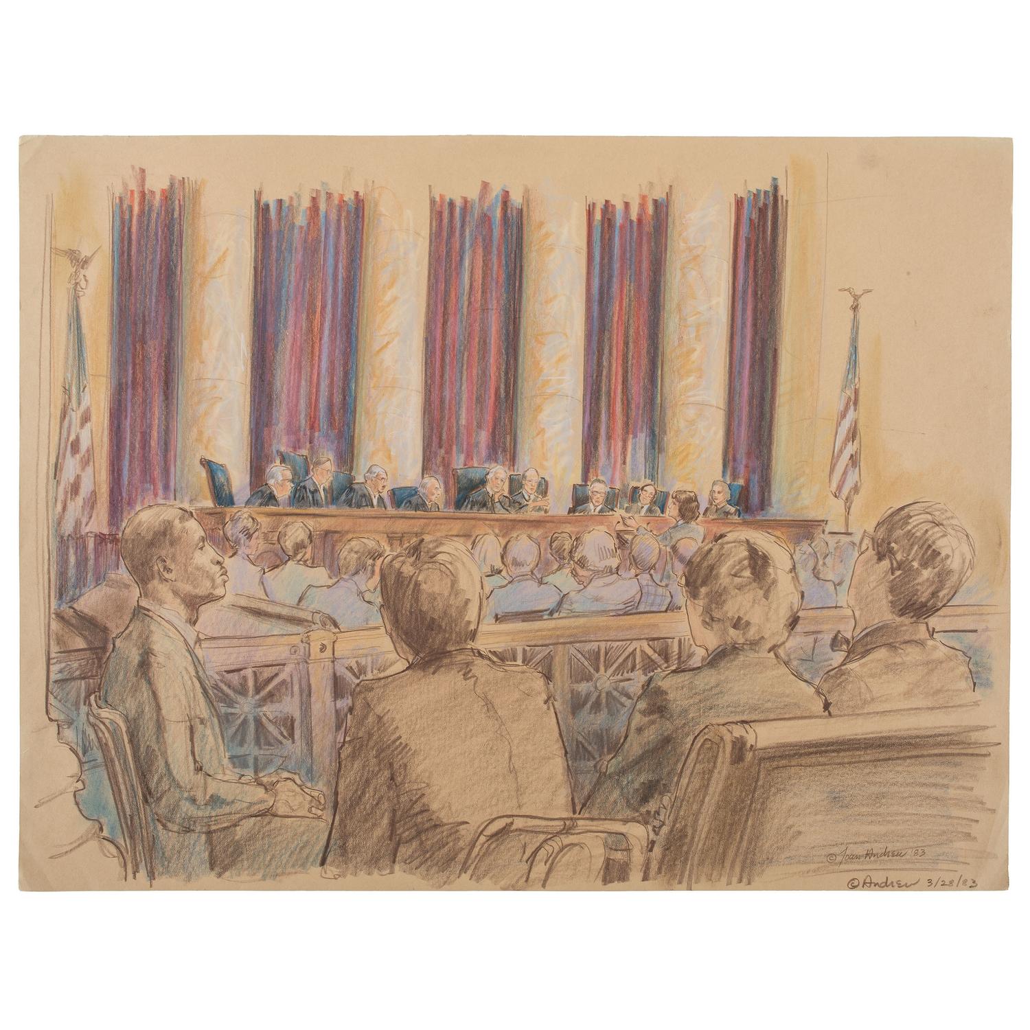 Joan Andrew, Washington Post and CNN Sketch Artist,Nine Original Sketches of Supreme Court Justices, 1981-1983