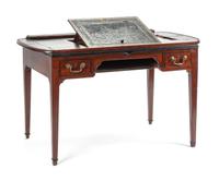 A George III Mahogany Tambour-Top Drafting Table Height 33 1/2 x width 44 x depth 28 inches. — CIRCA 1800