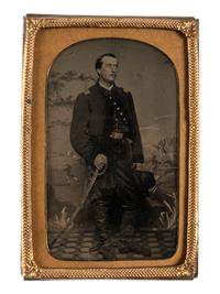 [CIVIL WAR]. Tintype of Lt. Robert T.H. Russell, 12th New York Cavalry.