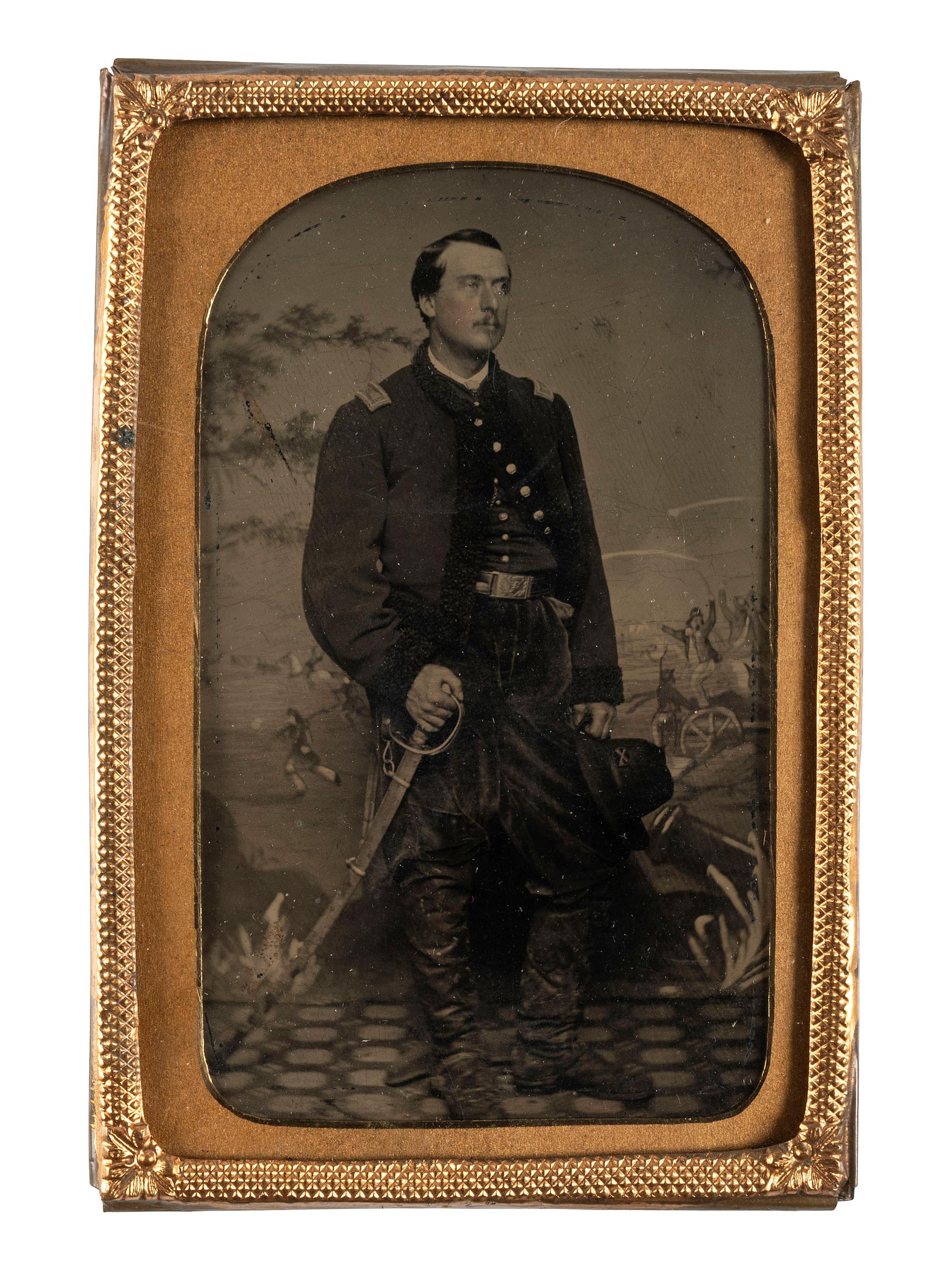 [CIVIL WAR]. Tintype of Lt. Robert T.H. Russell, 12th New York Cavalry.