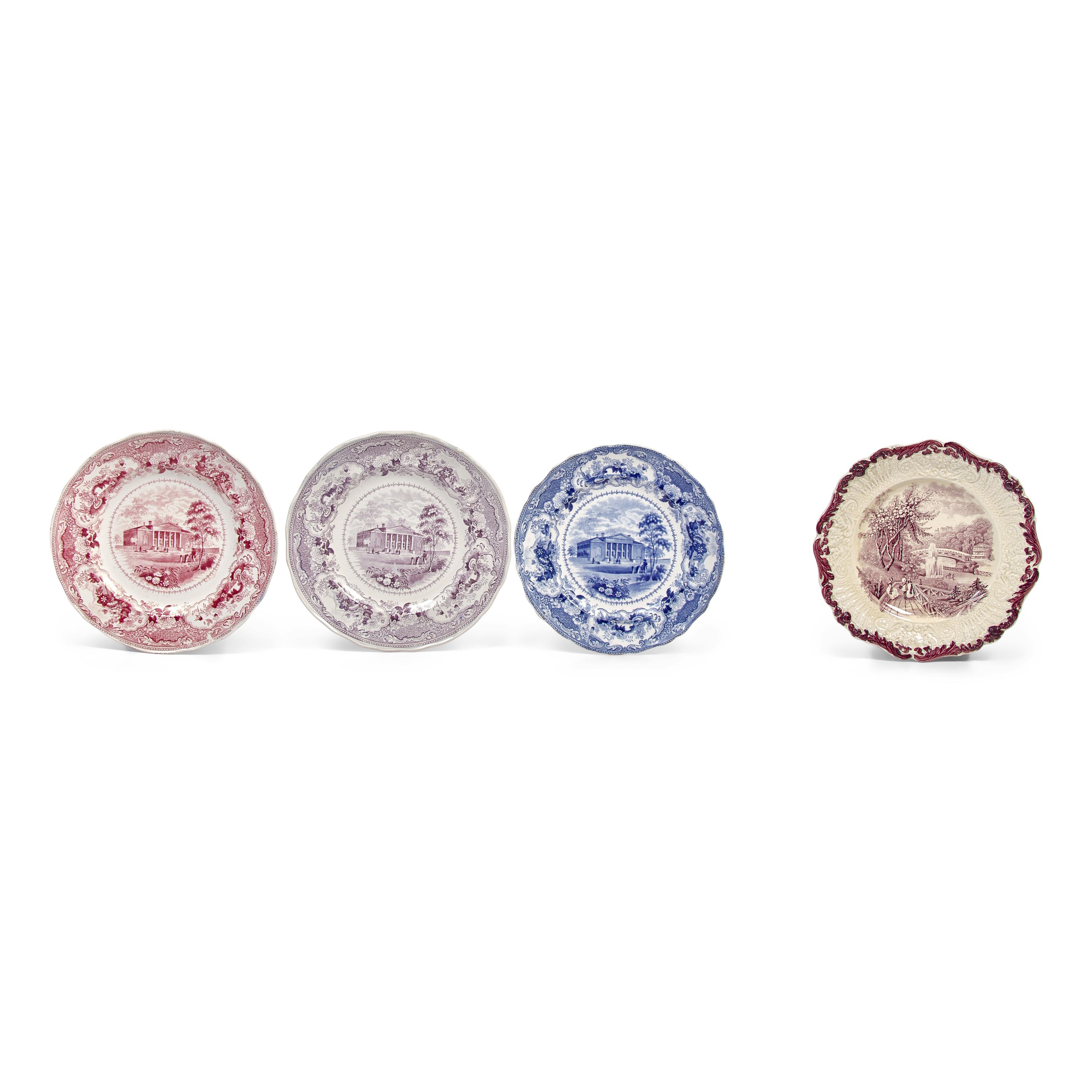 A Group of Staffordshire Historical Transferware Tablewares of Philadelphia and Pennsylvania Interest, J. &amp; J. Jackson and Enoch Wood &amp; Sons and others, 19th Century