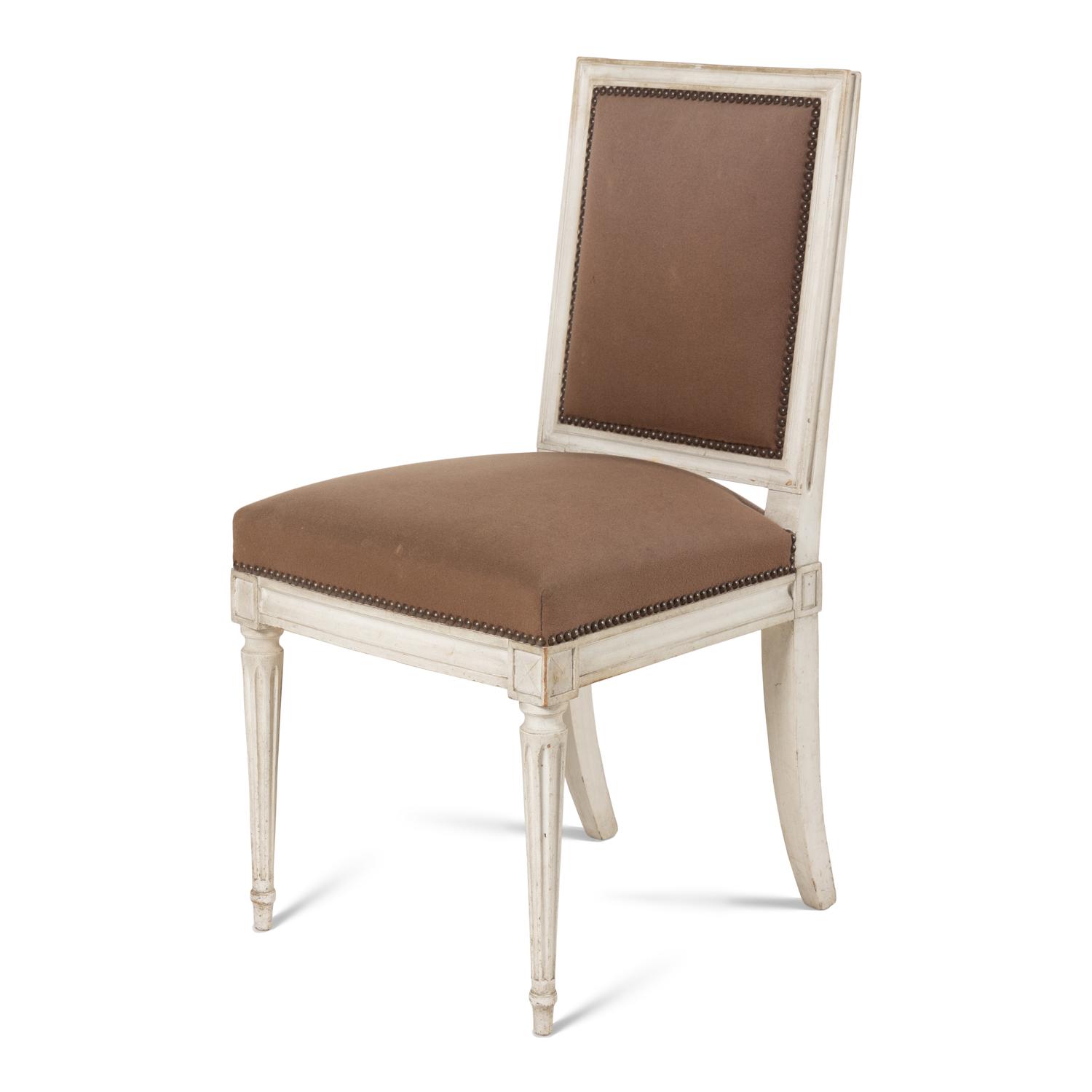 A Set of Six Louis XVI Style Crème-Painted Dining Chairs