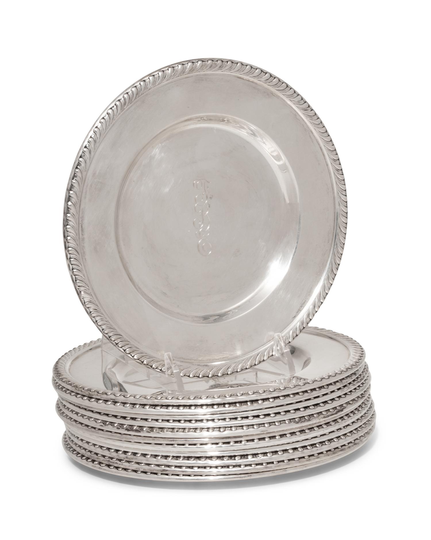 A Set of Twelve American Silver Bread Plates