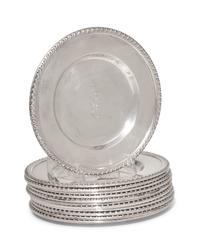 A Set of Twelve American Silver Bread Plates