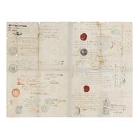 [Barclay, James Turner (1807-1874)]. Partly engraved passport document signed (“J. Turner Barclay”), issued to Barclay and countersigned by Daniel Webster as Secretary of State. Washington, D.C., 8 October 1850.