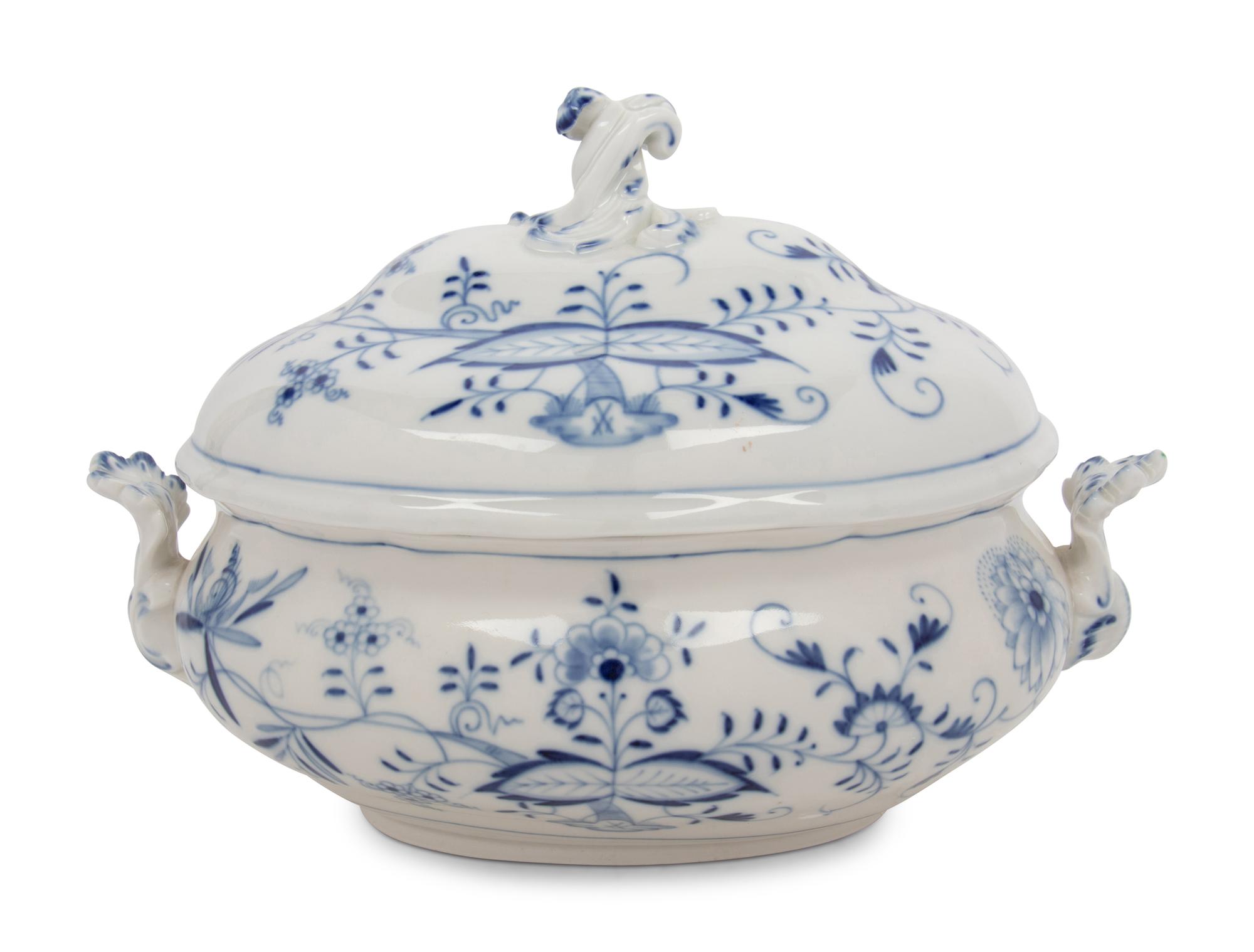 A Meissen Blue Onion Porcelain Tureen