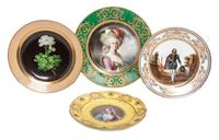 Four Porcelain Cabinet Plates Diameter of first 10 3/4 inches.
