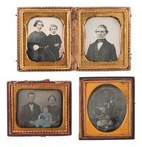 [EARLY PHOTOGRAPHY]. 18 sixth plate daguerreotypes featuring parents with children.