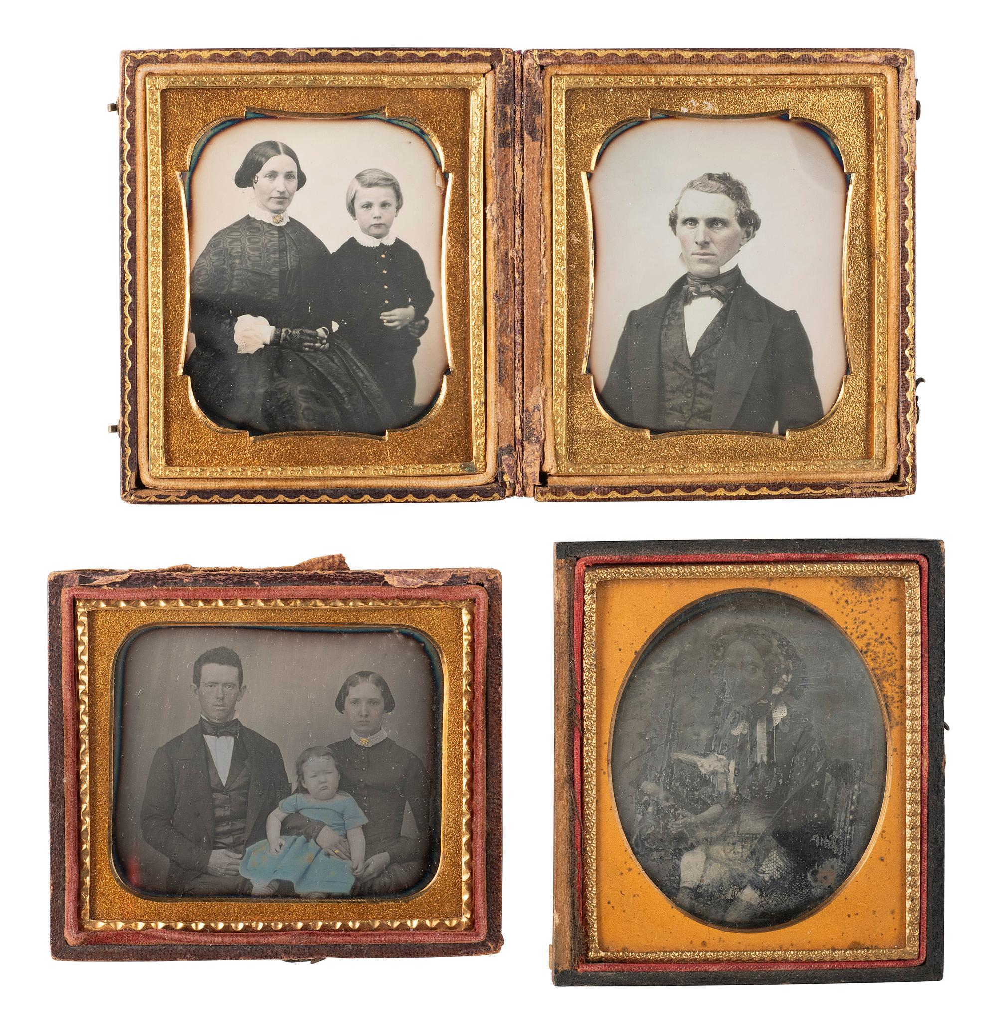 [EARLY PHOTOGRAPHY]. 18 sixth plate daguerreotypes featuring parents with children.