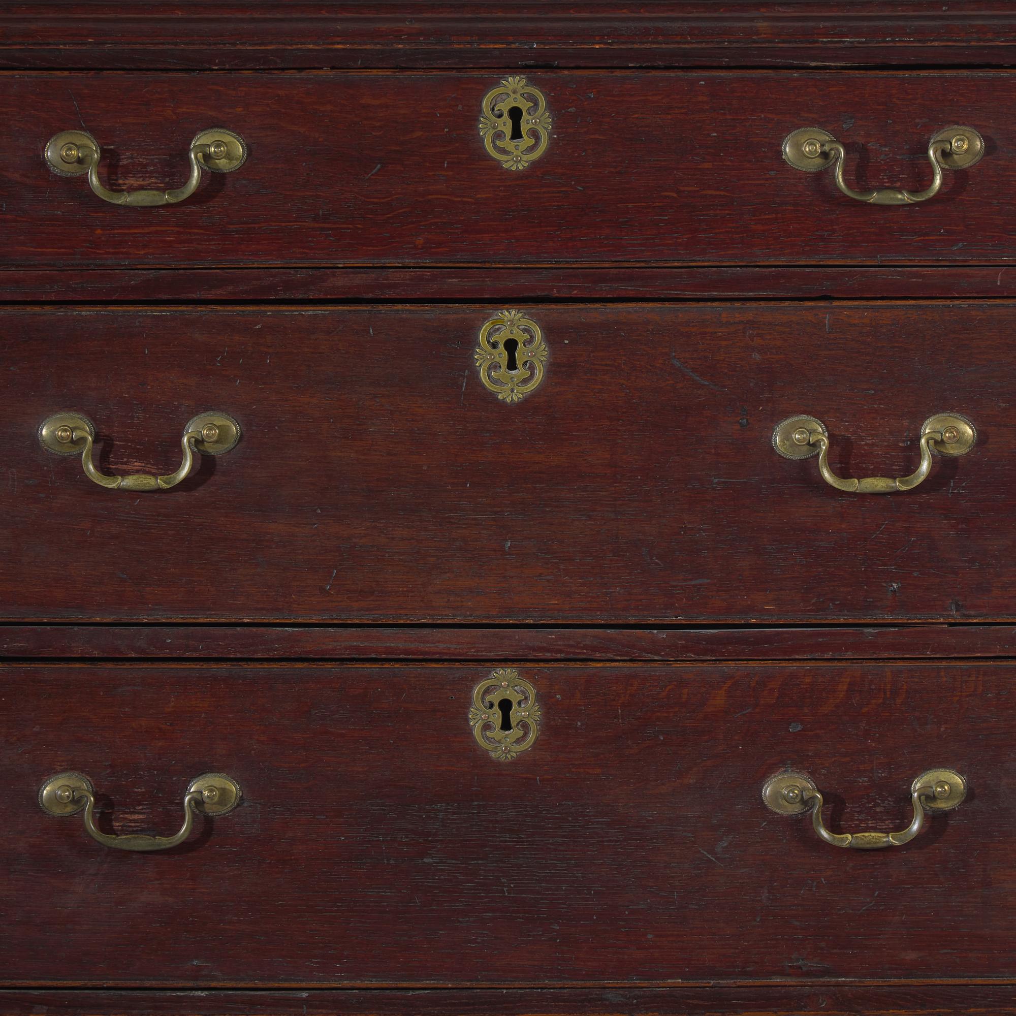 A Diminutive Queen Anne Oak High Chest of Drawers