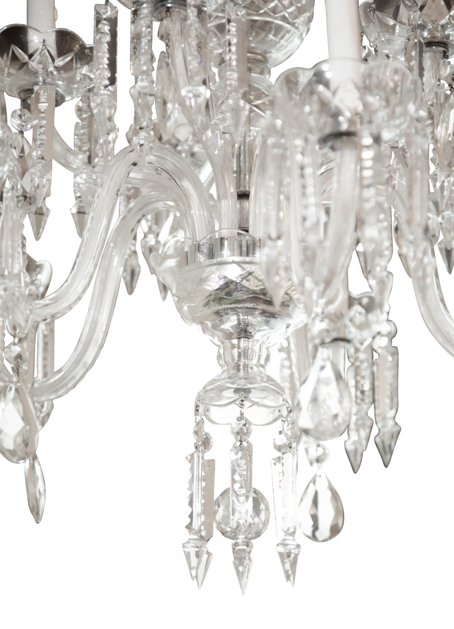 A Georgian Style Cut Glass Ten-Light Chandelier