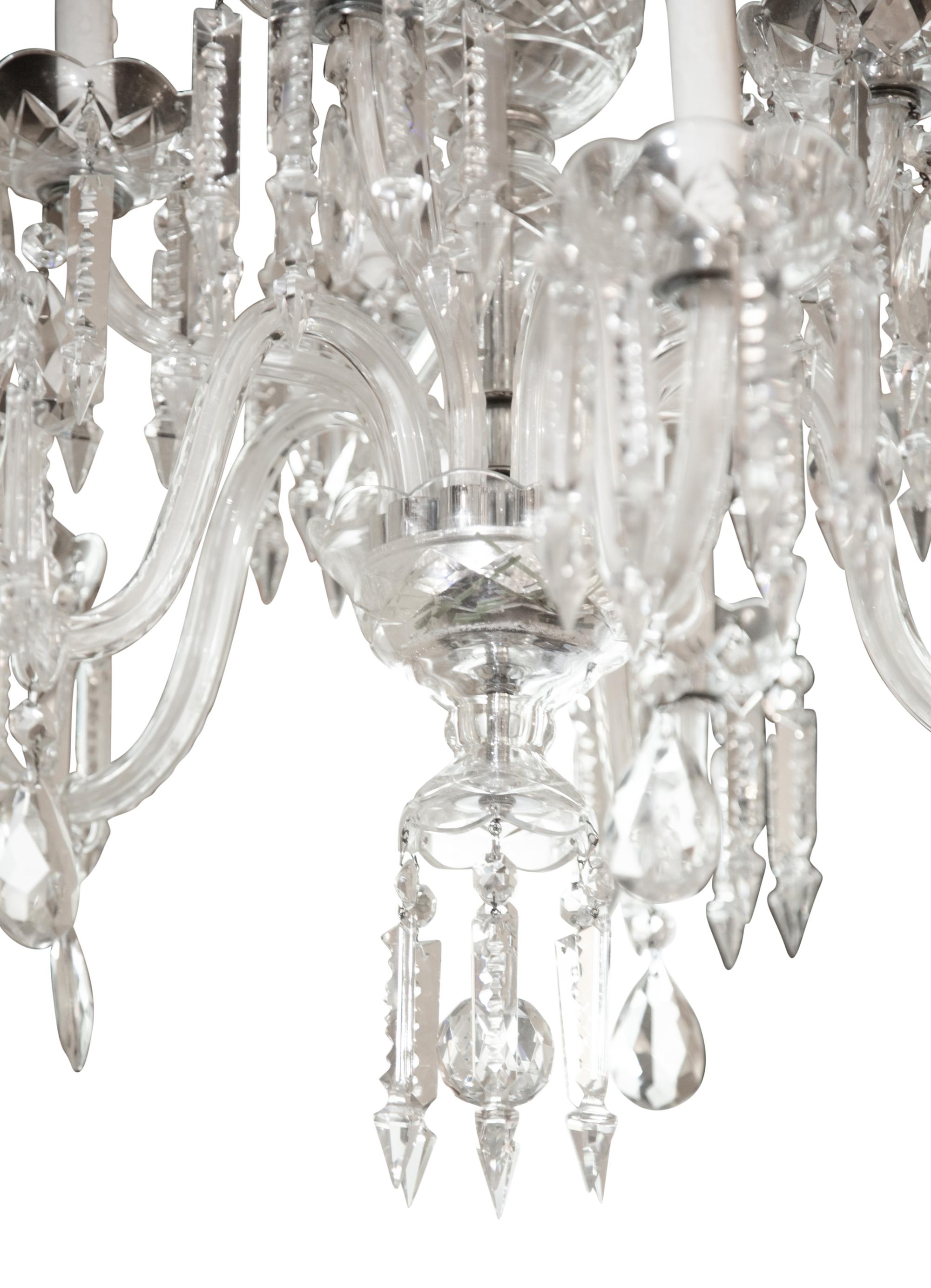 A Georgian Style Cut Glass Ten-Light Chandelier