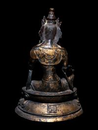 A Sino-Tibetan Parcel Gilt Bronze Figure of a Bodhisattva