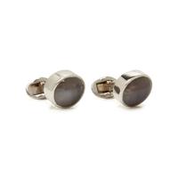 WHITE GOLD AND CAT'S EYE SILLIMANITE CUFFLINKS