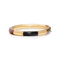 MULTICOLOR JADE AND YELLOW GOLD BANGLE BRACELET