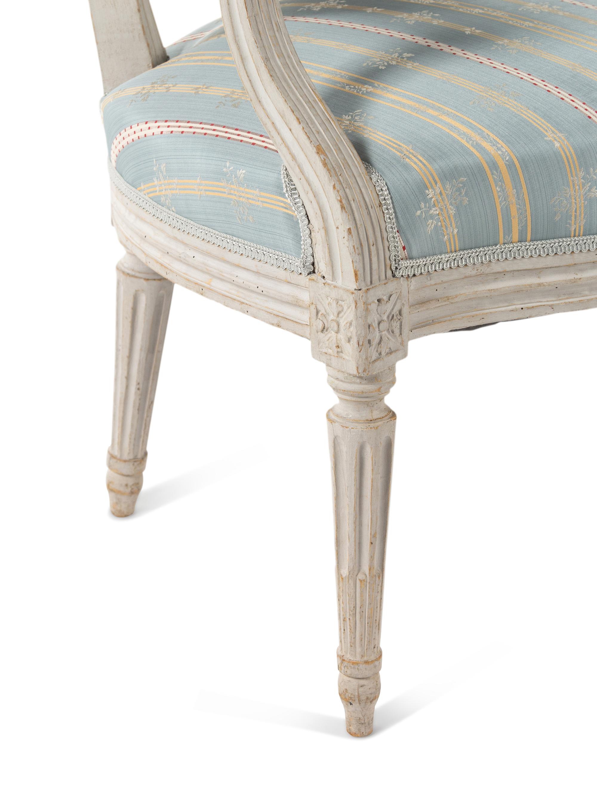 A Set of Four Louis XVI Grey-Painted Fauteuils