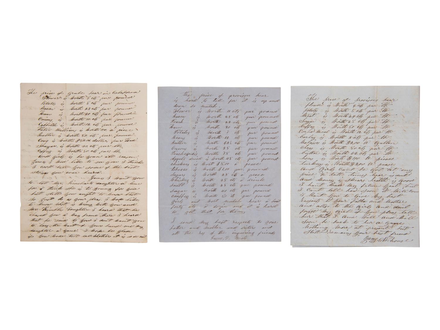 [CALIFORNIA - GOLD MINING] -- [CIVIL WAR]. A collection of letters, mostly from James Newhouse of Eldorado County, CA to James Knots of Magnolia, OH, incl. discussions involving California, gold mining, and experiences during the Civil War.