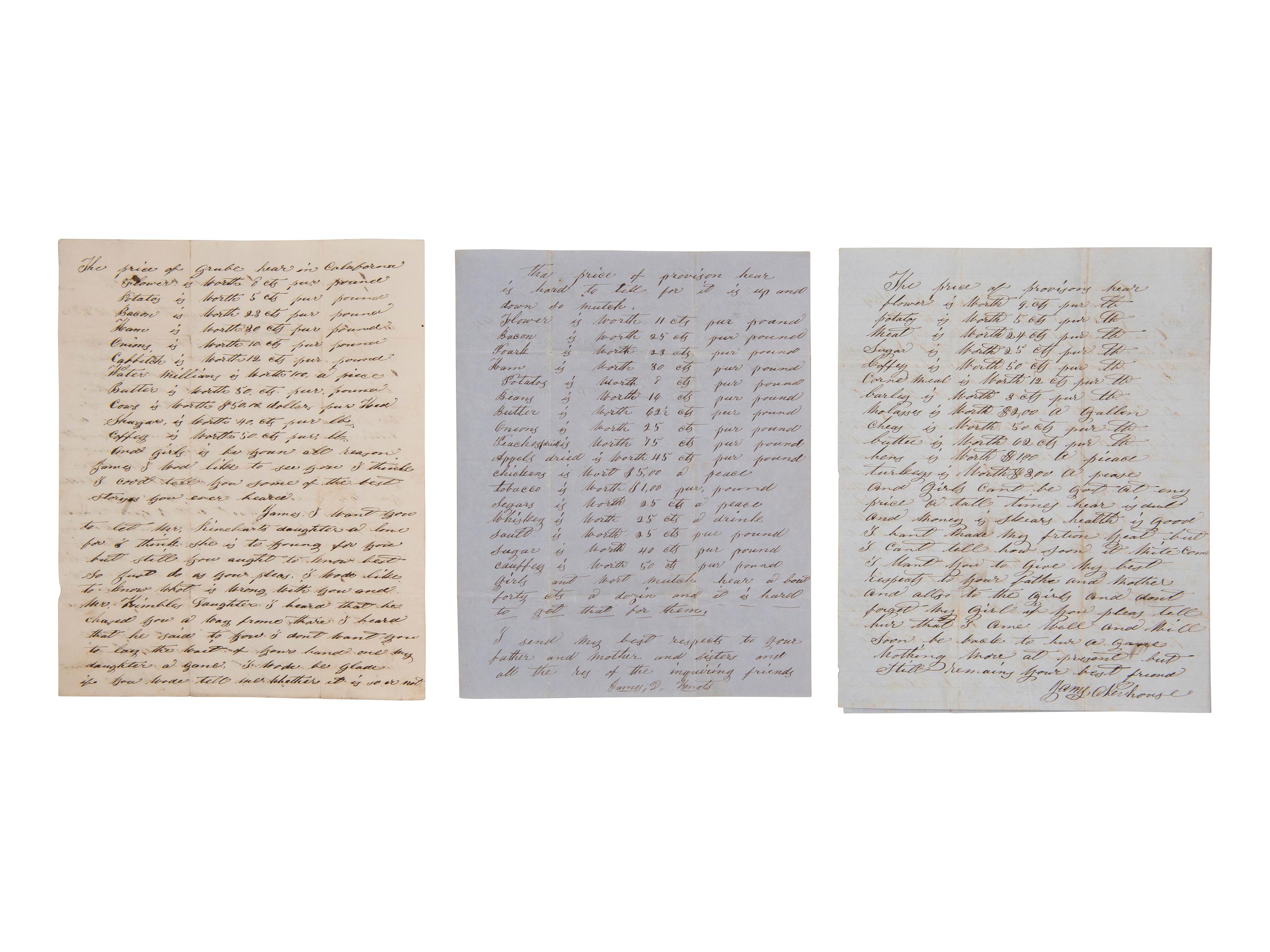[CALIFORNIA - GOLD MINING] -- [CIVIL WAR]. A collection of letters, mostly from James Newhouse of Eldorado County, CA to James Knots of Magnolia, OH, incl. discussions involving California, gold mining, and experiences during the Civil War.