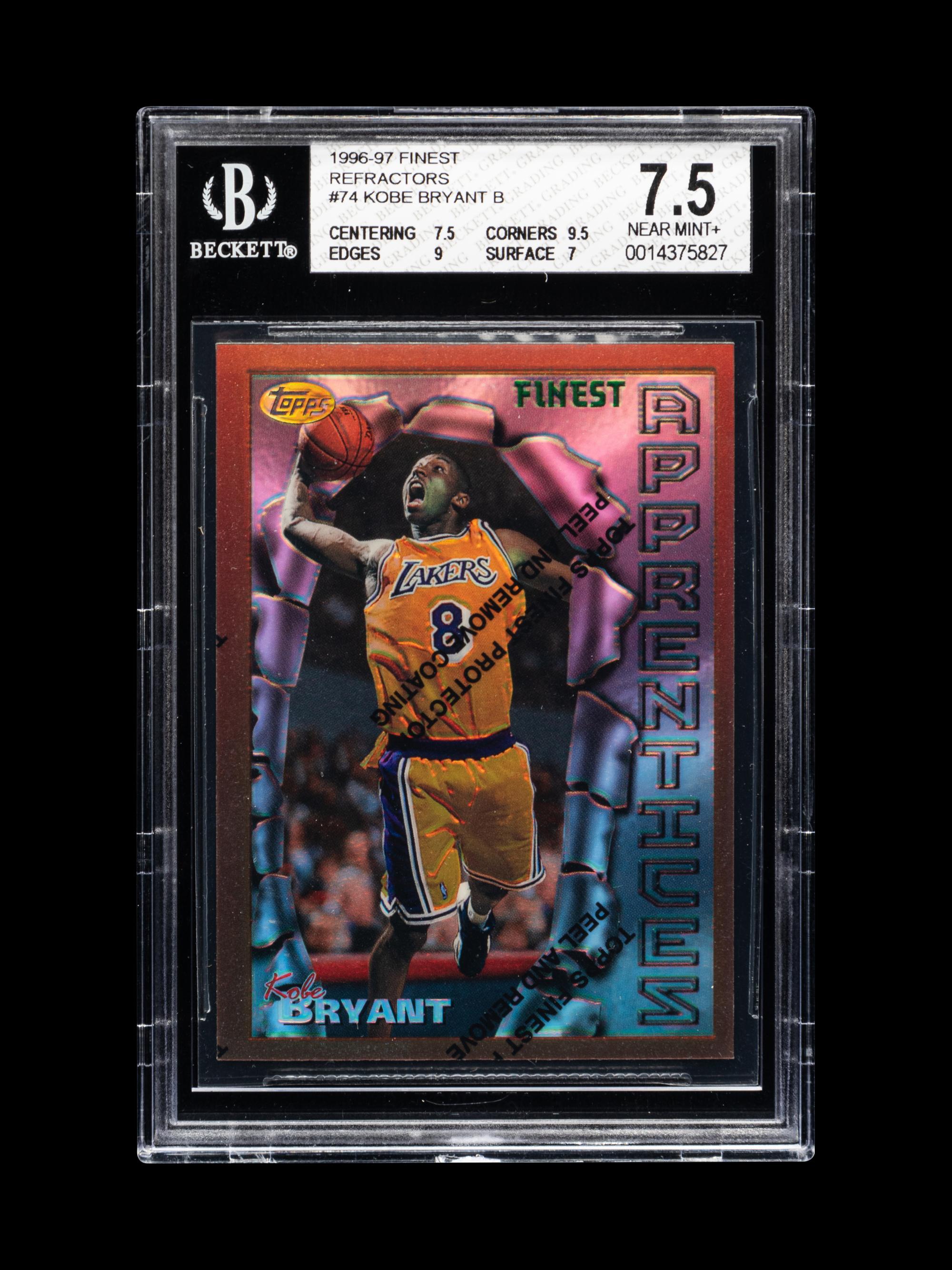 A 1996-97 Topps Finest Refractor Bronze With Coating Kobe Bryant Rookie Basketball Card No. 74 (BGS 7.5 NM+)