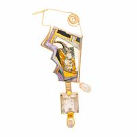 WILLIAM HARPER, ENAMEL AND MULTIGEM BROOCH