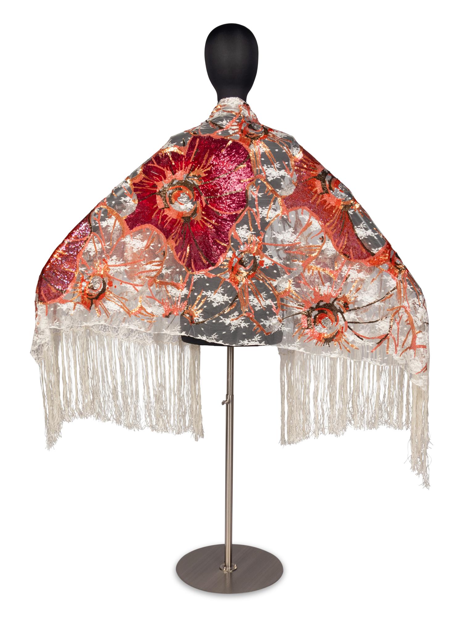 Valentino Embroidered Handbag and Embroidered Lace Shawl