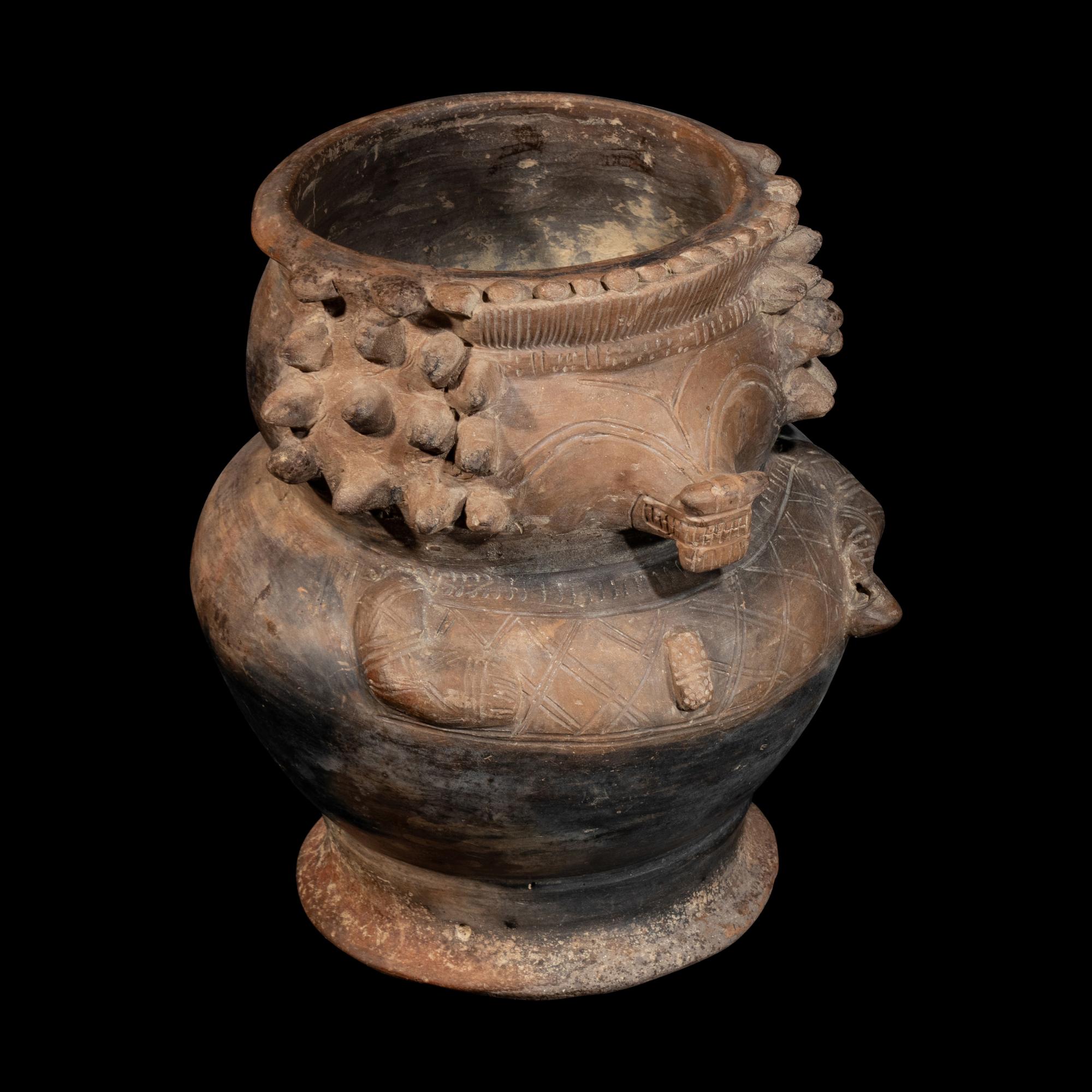 A Tairona Blackware Anthropomorphic Effigy Vessel