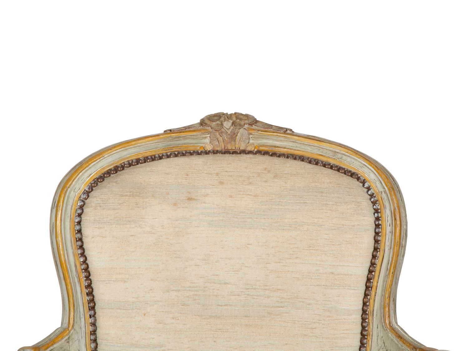 A Pair of Louis XV Style Painted Fauteuils