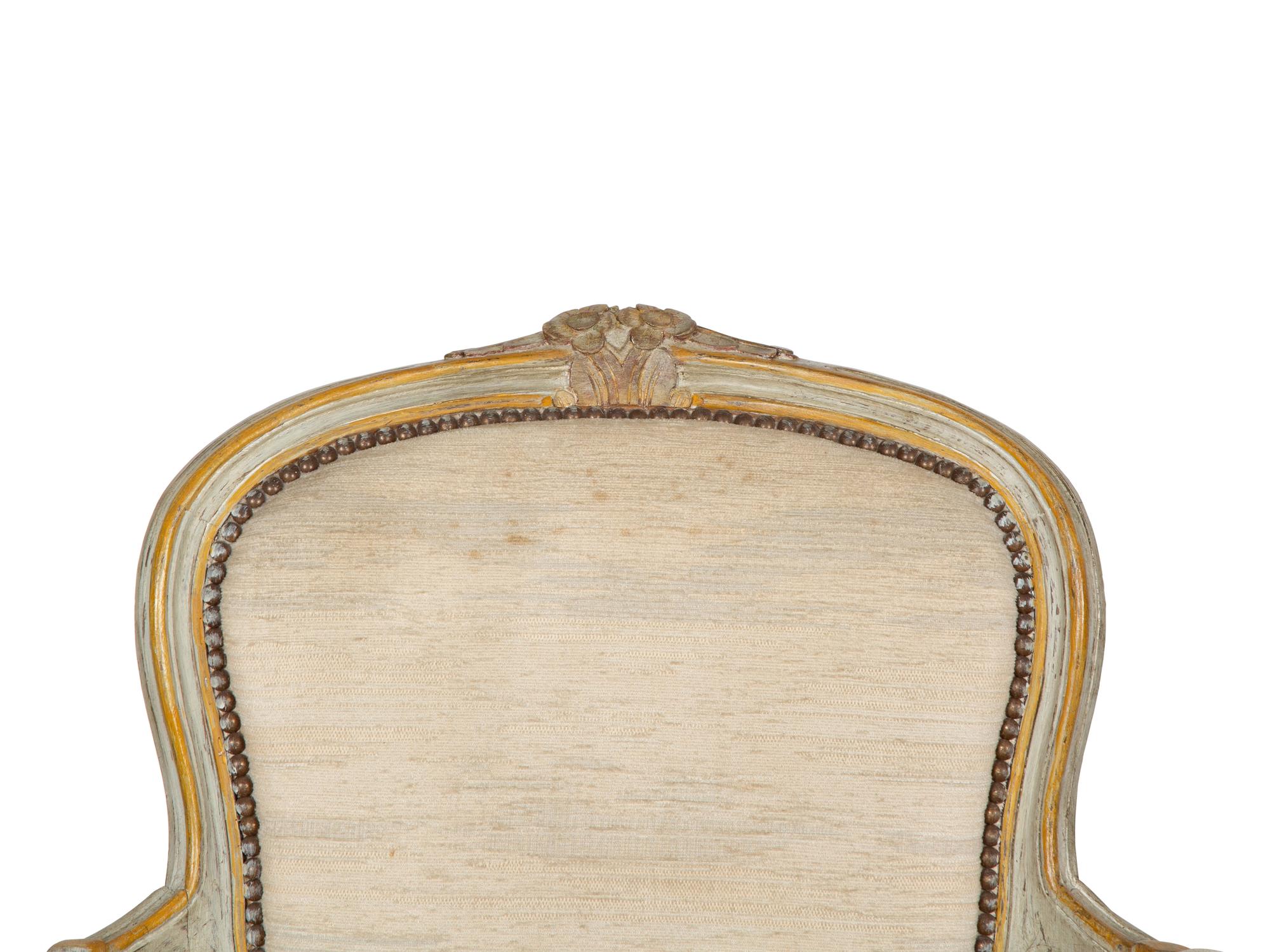 A Pair of Louis XV Style Painted Fauteuils