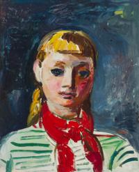 Francis Chapin, (American, 1899-1965), Nan with Red Scarf, c. 1948
