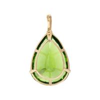 Yellow Gold and Synthetic Green Stone Pendant and Earrings