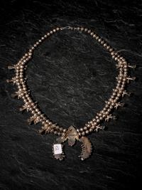Zuni Silver and Petit Point Turquoise Cluster Squash Blossom Necklace