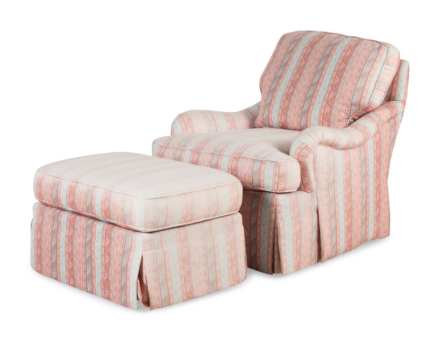 A Custom Bridgewater Style Easy Chair and Ottoman